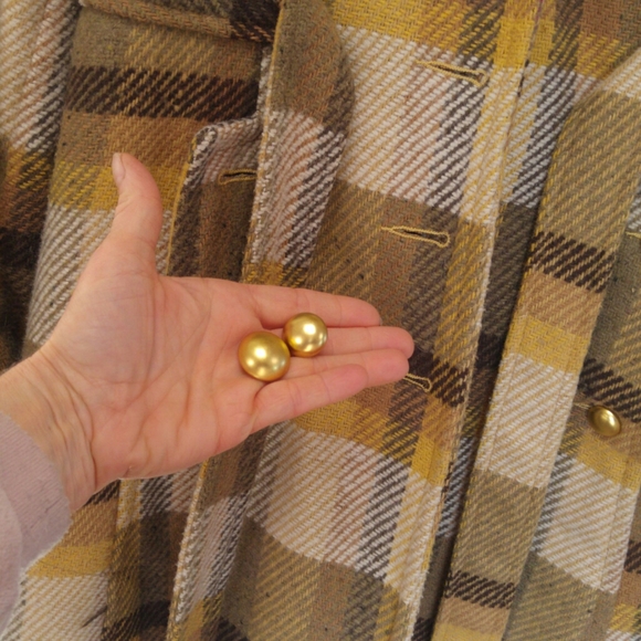 NWT Daytrip from thw Buckle, Plaid Gold Brown Faux Fur Collar, Pea Coat Medium - Picture 8 of 11